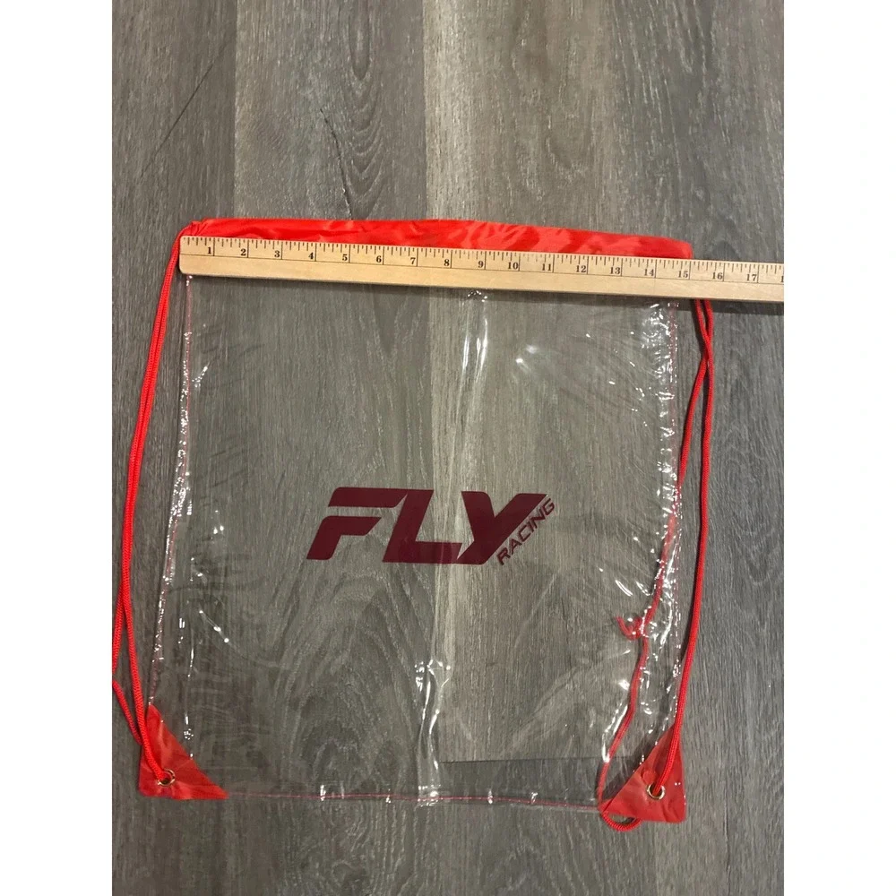 Fly Racing Clear Drawstring Backpack Red Trim Stadium Approved Cinch Bag PVC - Picture 4 of 5